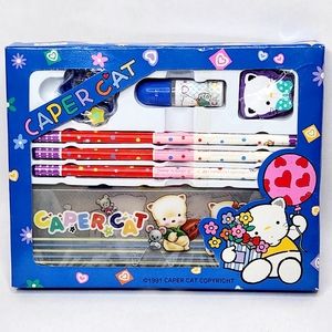 Vintage 1991 Caper Cat Stationery Set Dainty Taiwan Unused Kawaii 90s